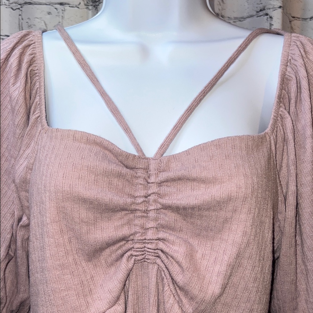 Maurices Dusty Rose Textured Top with Strap Accent